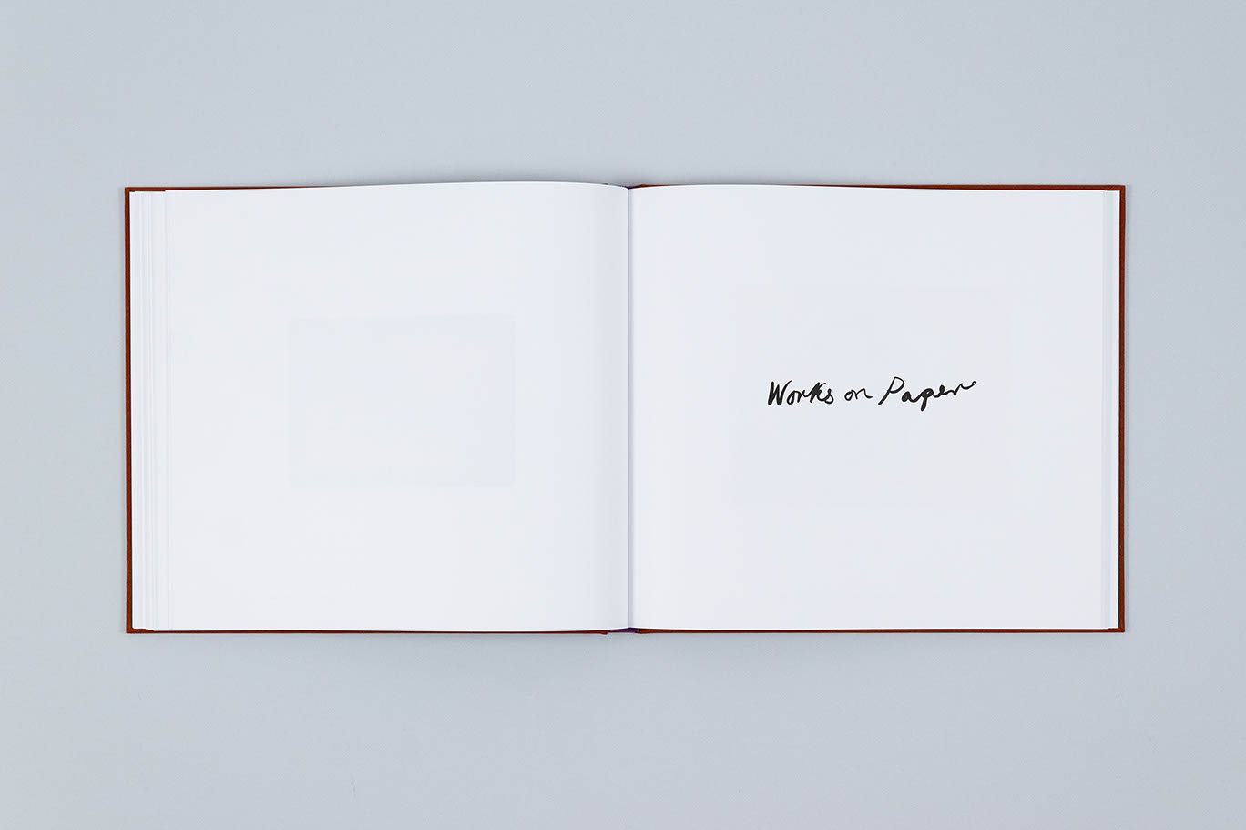 Carole Gibbons monograph spread showing the title 'Works on Paper' in Gibbons' handwriting