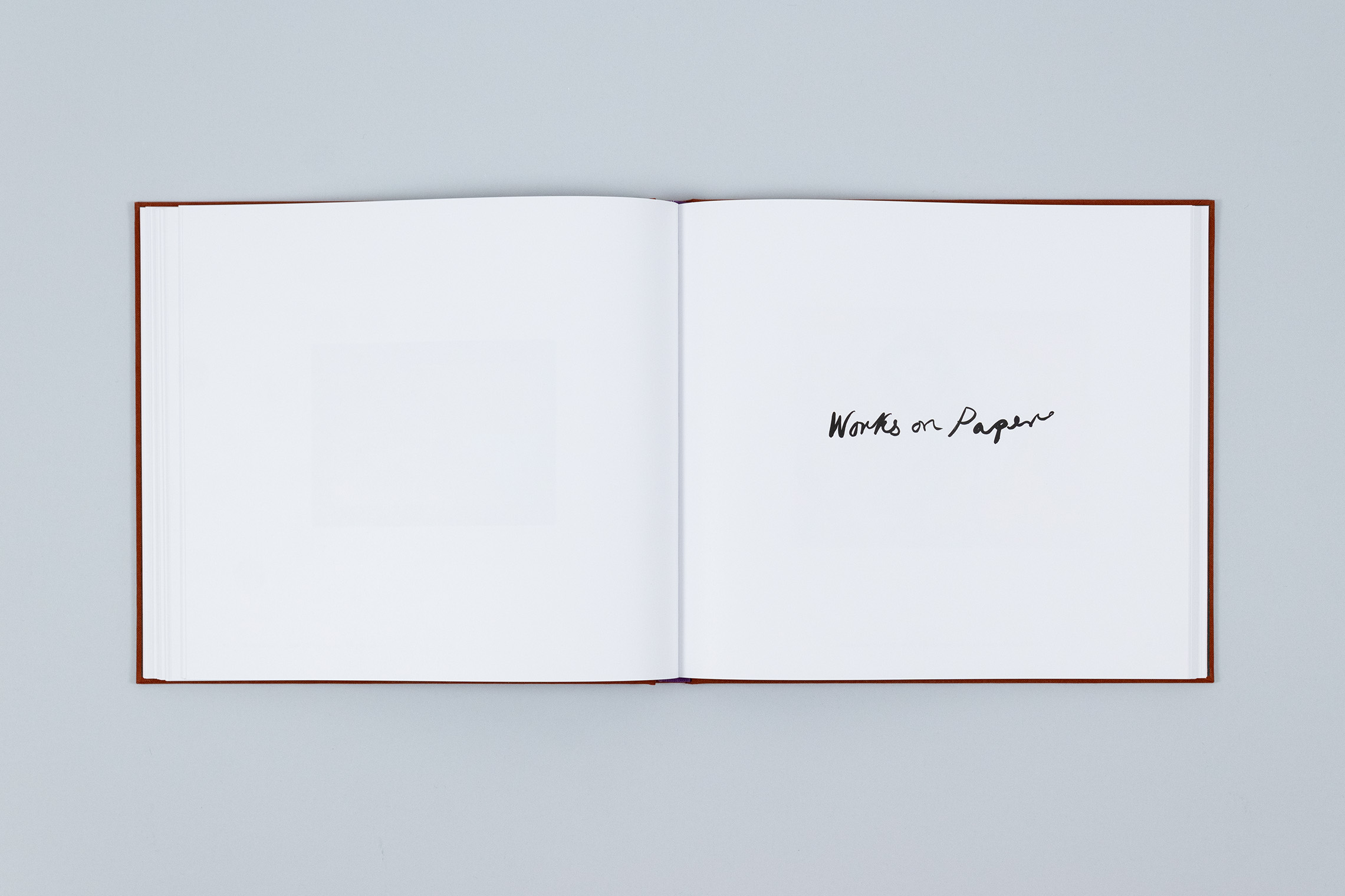 Carole Gibbons monograph spread showing the title 'Works on Paper' in Gibbons' handwriting