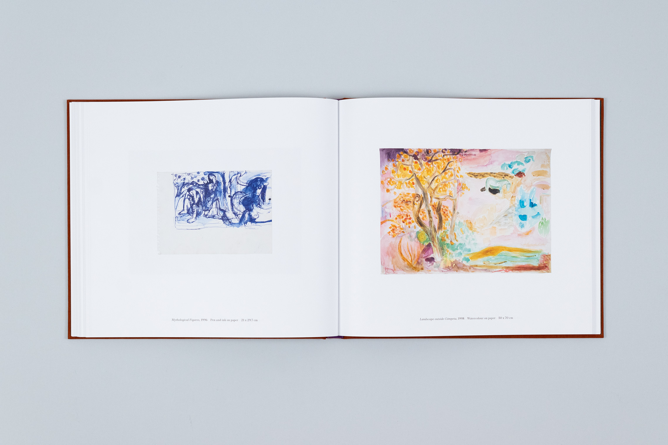 Carole Gibbons monograph spread with two works on paper over the pages