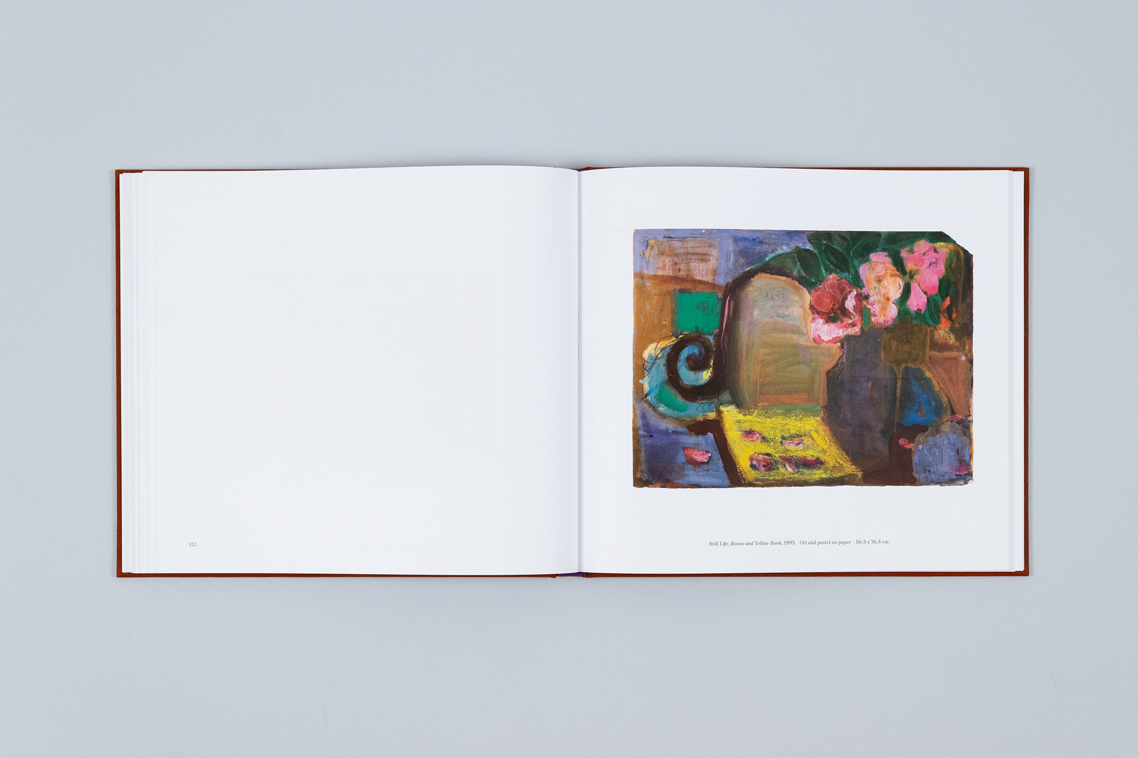 Carole Gibbons monograph spread with a painted work on paper on the right page
