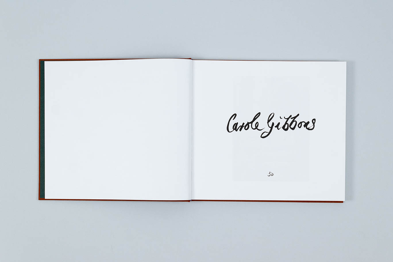 Carole Gibbons monograph title spread with handwritten title