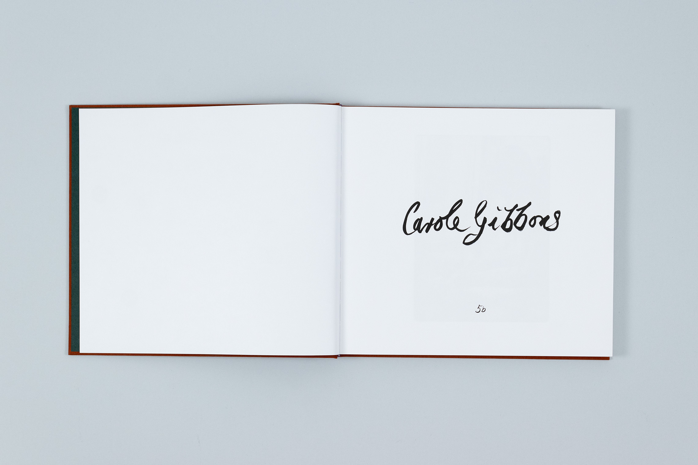 Carole Gibbons monograph title spread with handwritten title