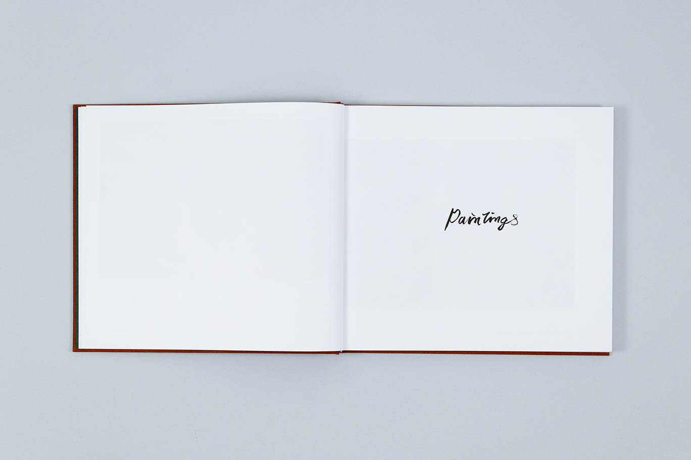 Carole Gibbons monograph spread showing the title 'Paintings' in Gibbons' handwriting